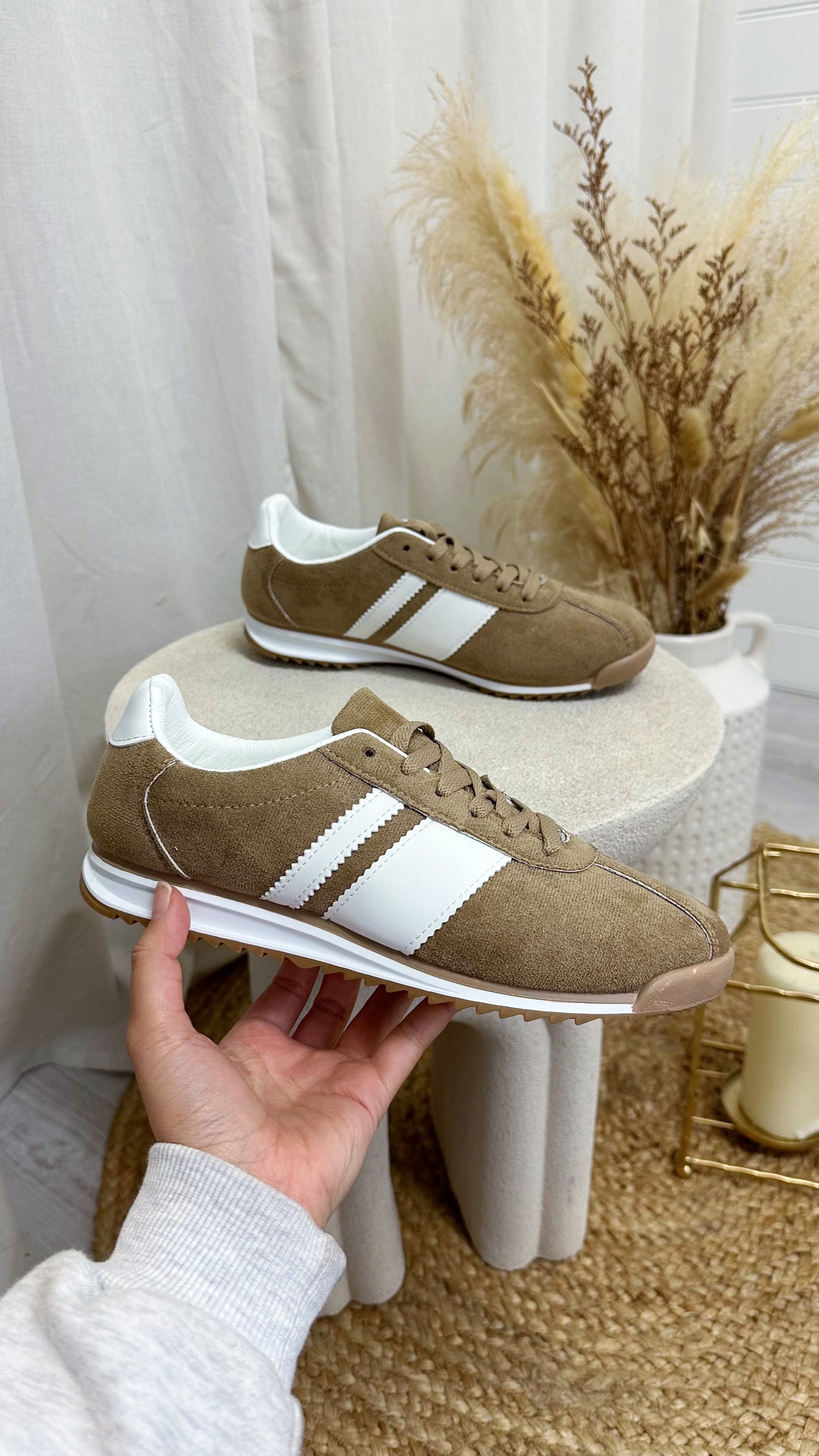 Foam Sole Stripe Trainers - BEIGE