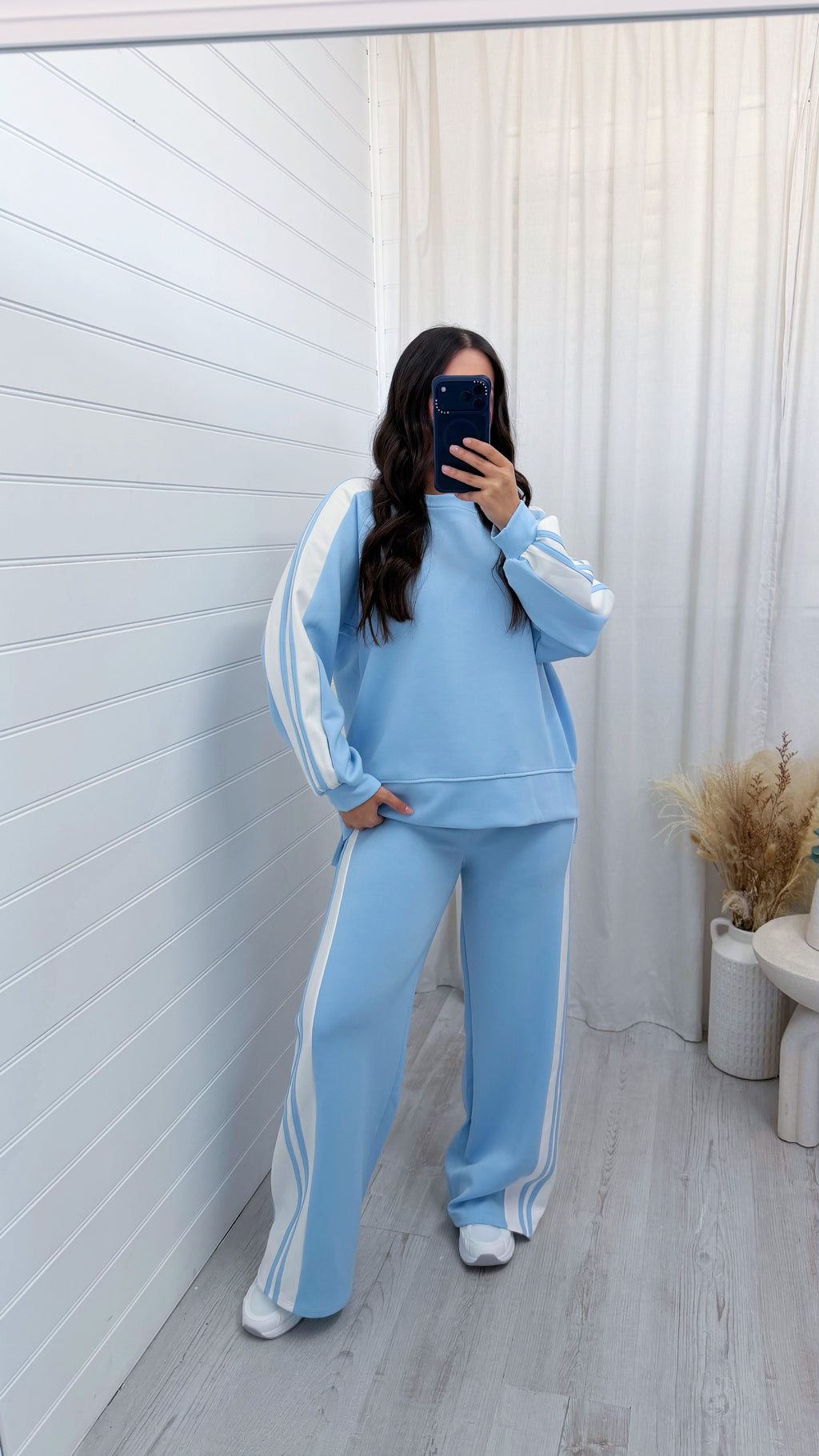 Chunky Stripe Sweatshirt and Joggers Tracksuit - BLUE