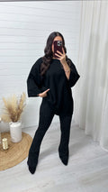 Stretchy Rhinestone Flares - BLACK