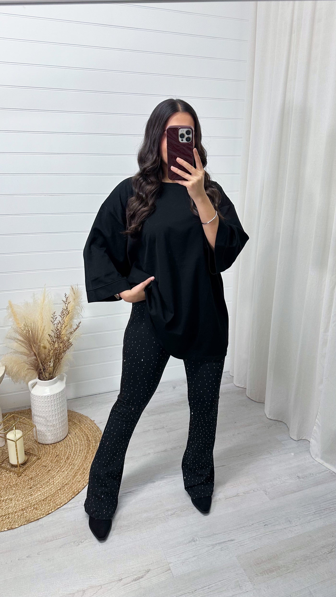 Stretchy Rhinestone Flares - BLACK