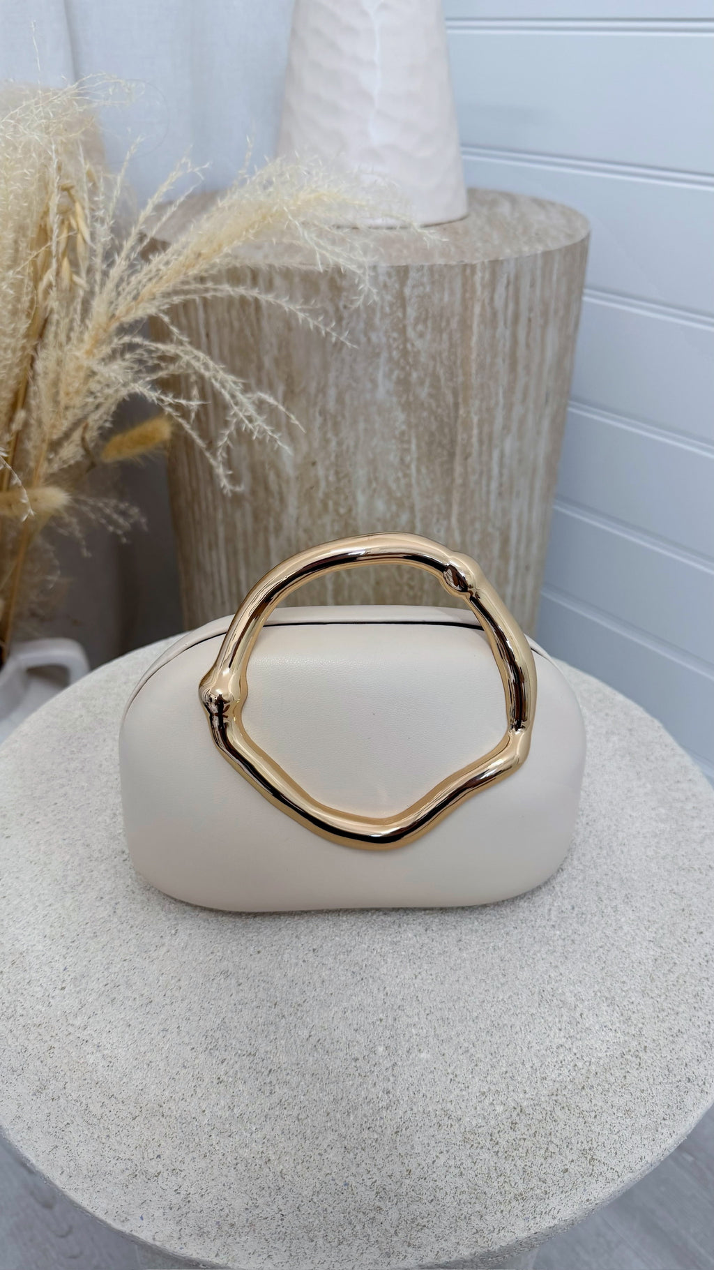 Sculpted Handle Mini Handbag - IVORY