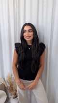 Tulle Sleeve Vest Top - BLACK