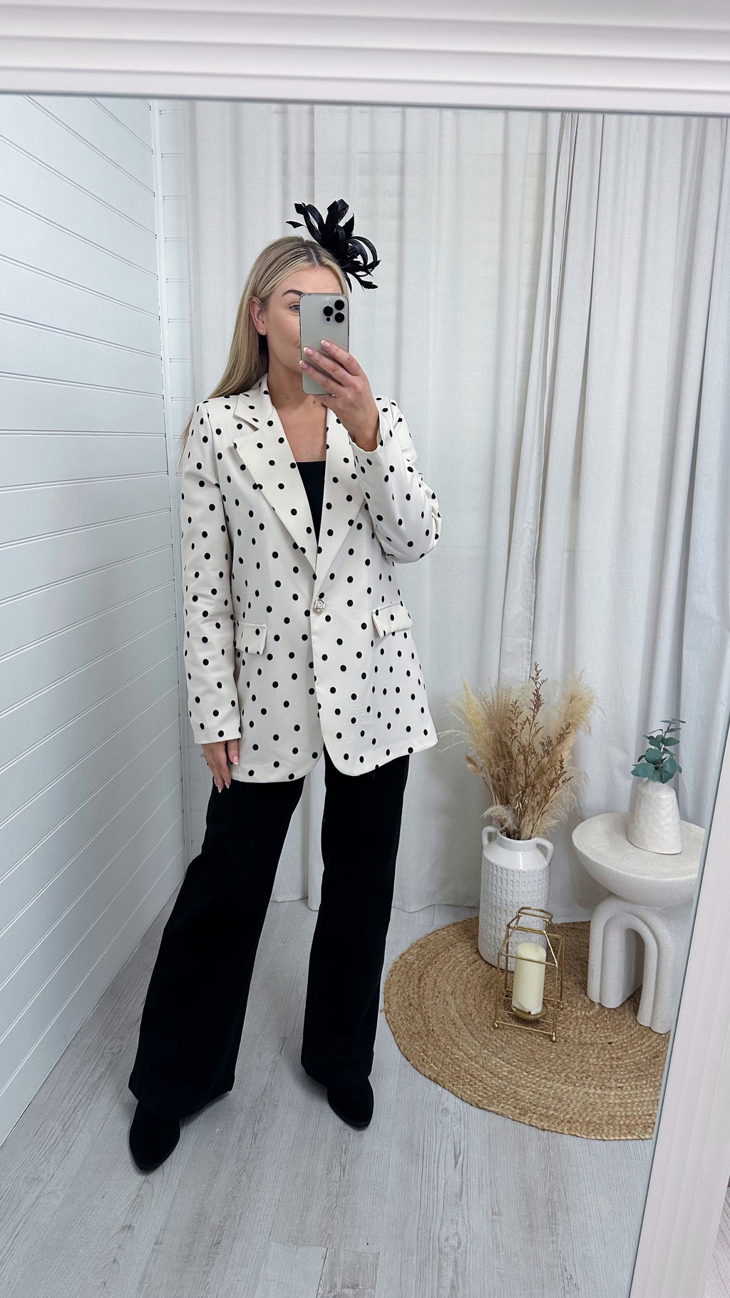 Polka Dot Boyfriend Blazer - CREAM