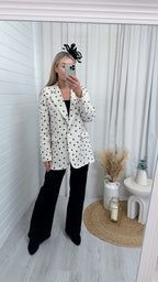 Polka Dot Boyfriend Blazer - CREAM
