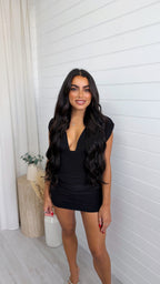 Ruched Corset Dress - BLACK
