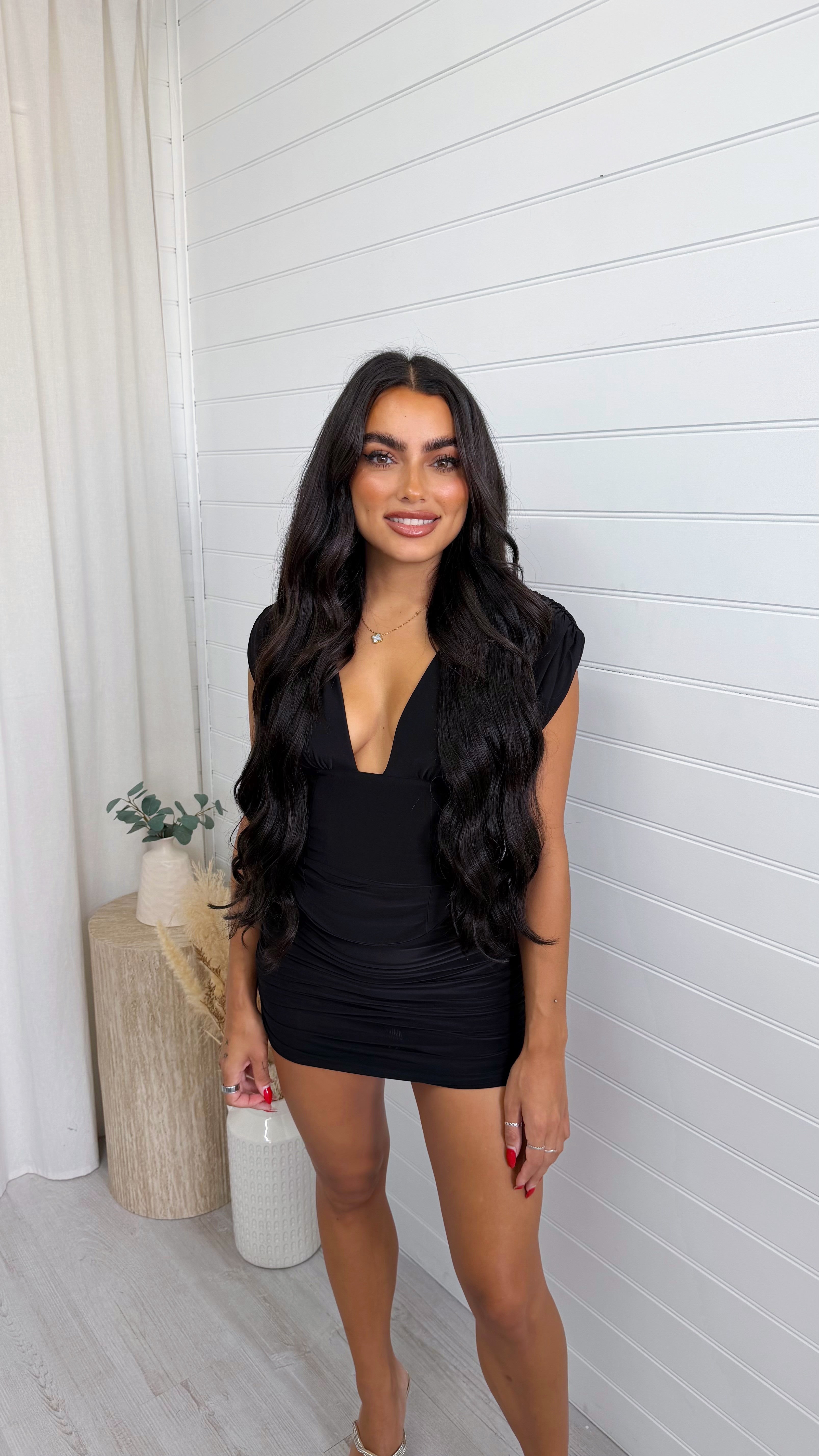 Ruched Corset Dress - BLACK