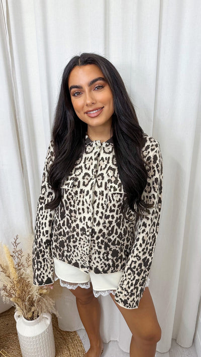 Fine Knitted Leopard Print Cardigan