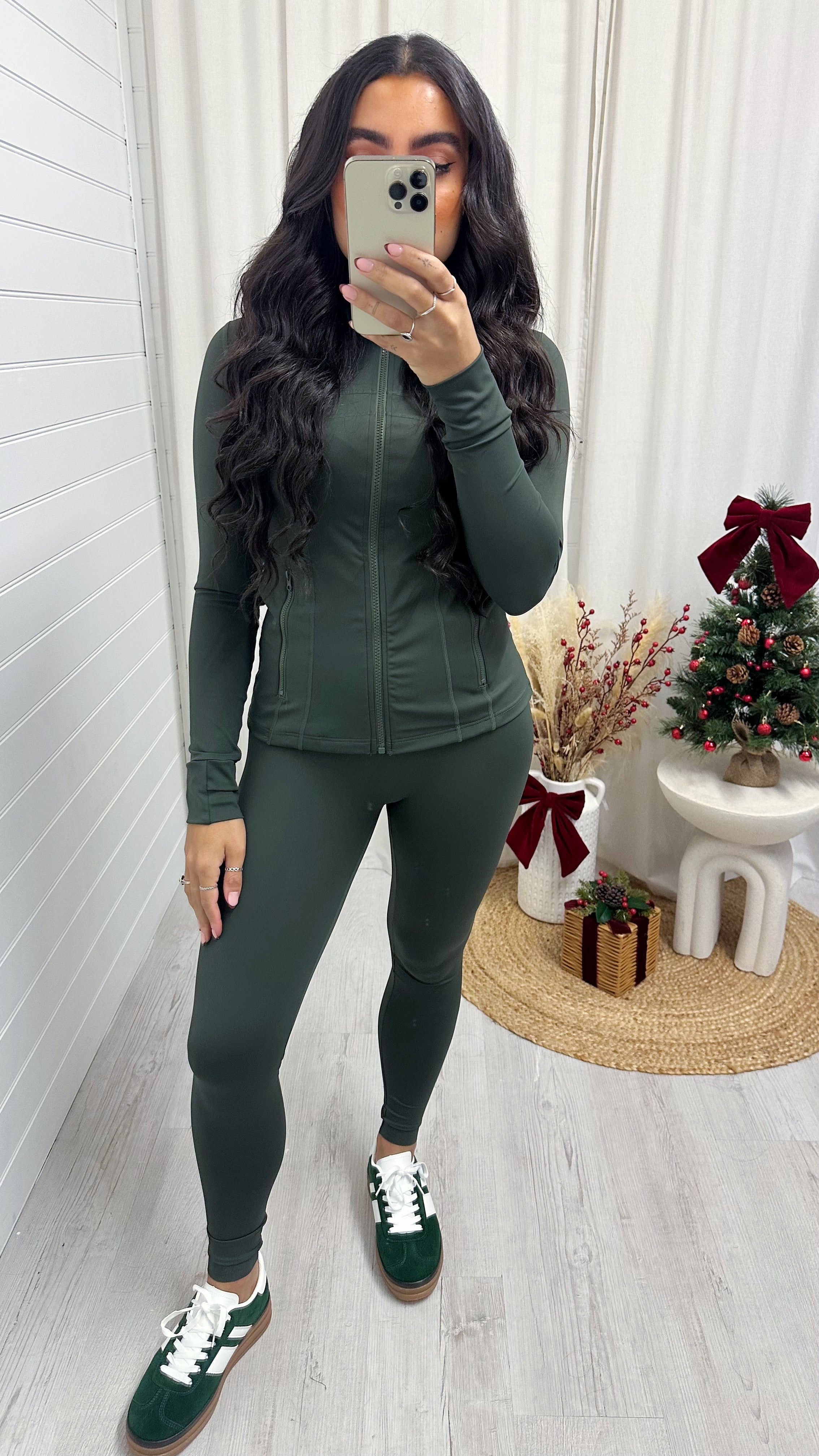 Body Sculpt Jacket and Leggings Gym Co-Ord - KHAKI