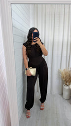 Cinch Waist Ruched Jumpsuit - BROWN