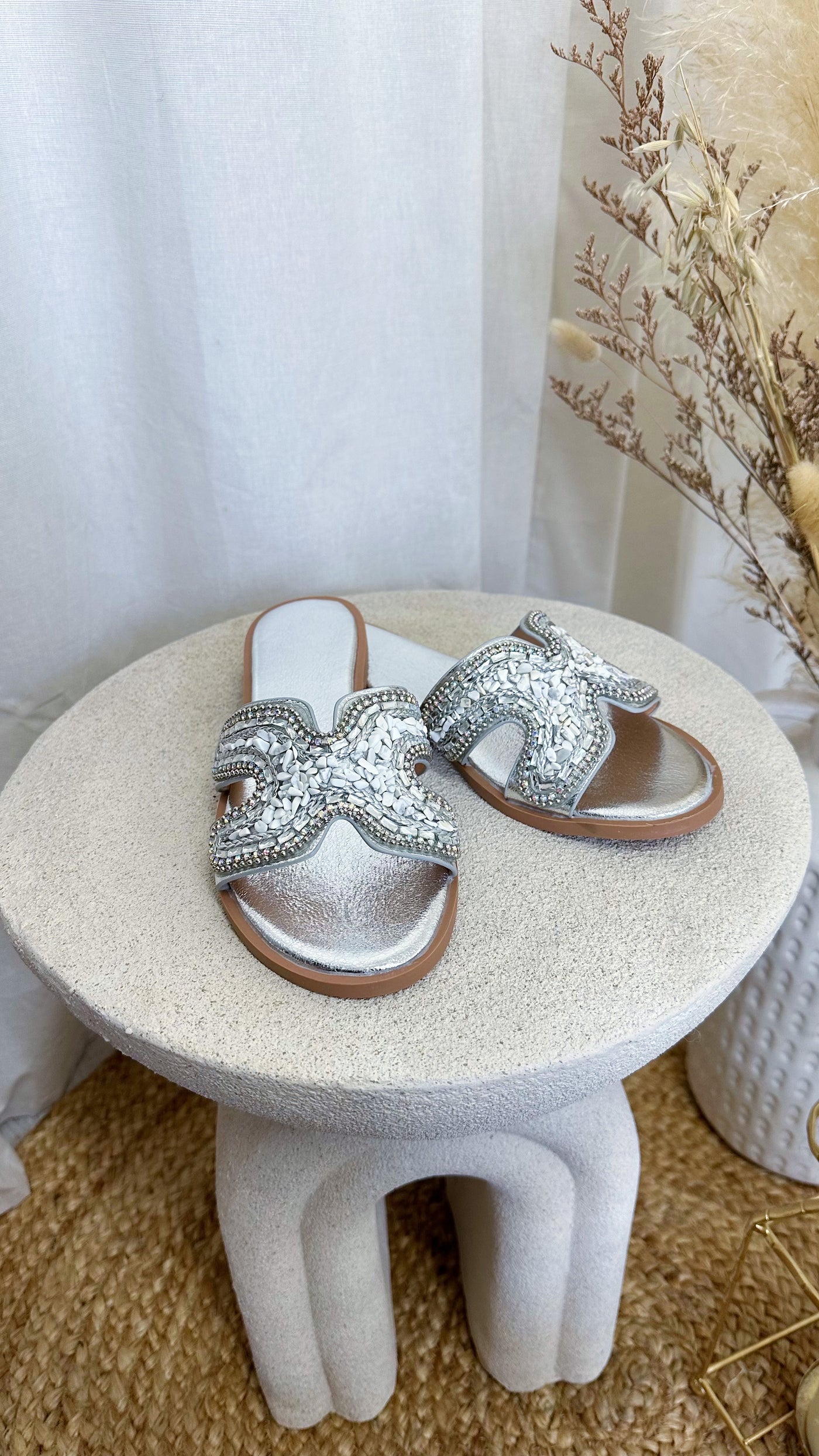 Crystal Diamante Sandals - SILVER