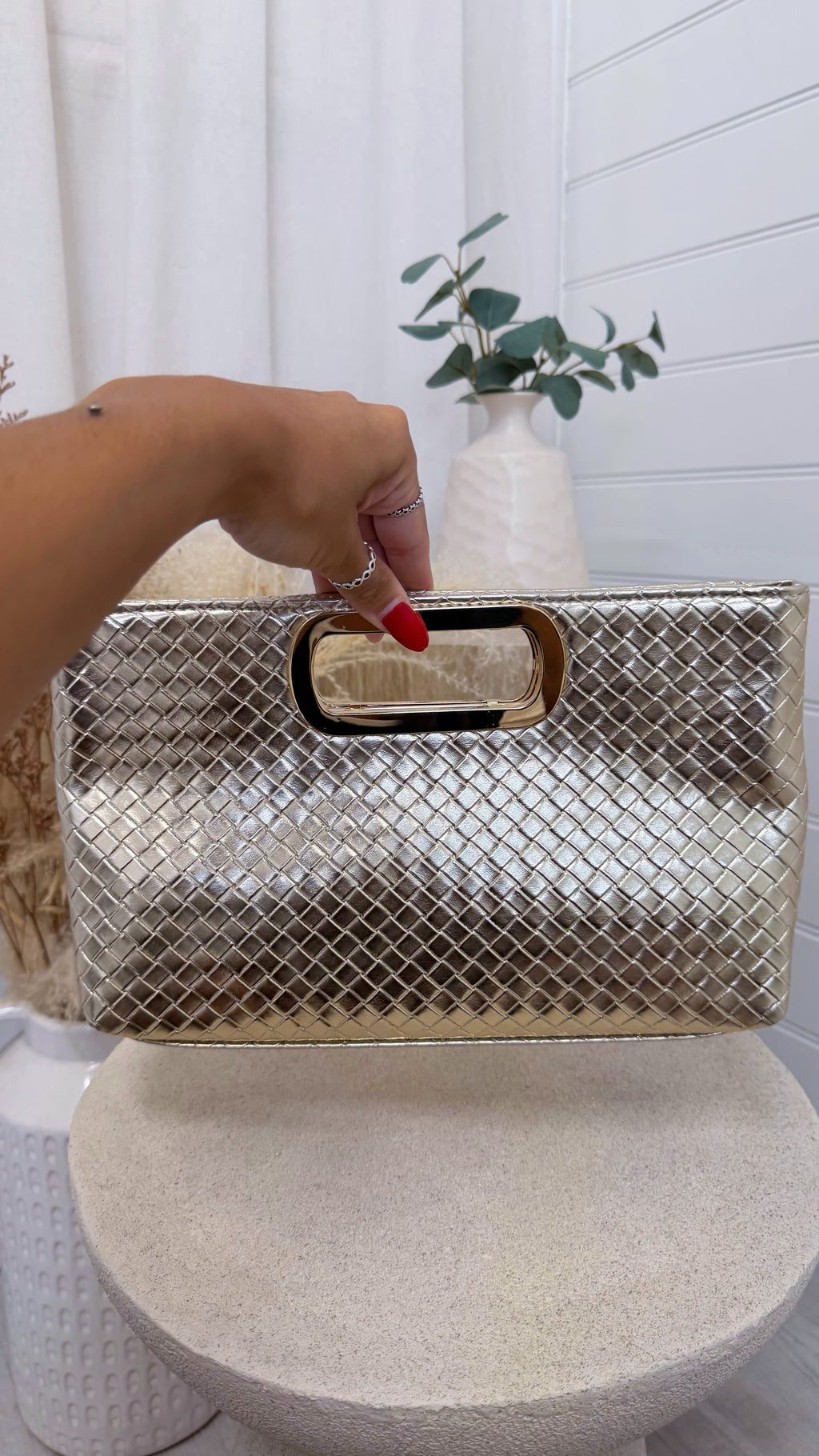Woven Clutch Bag - GOLD