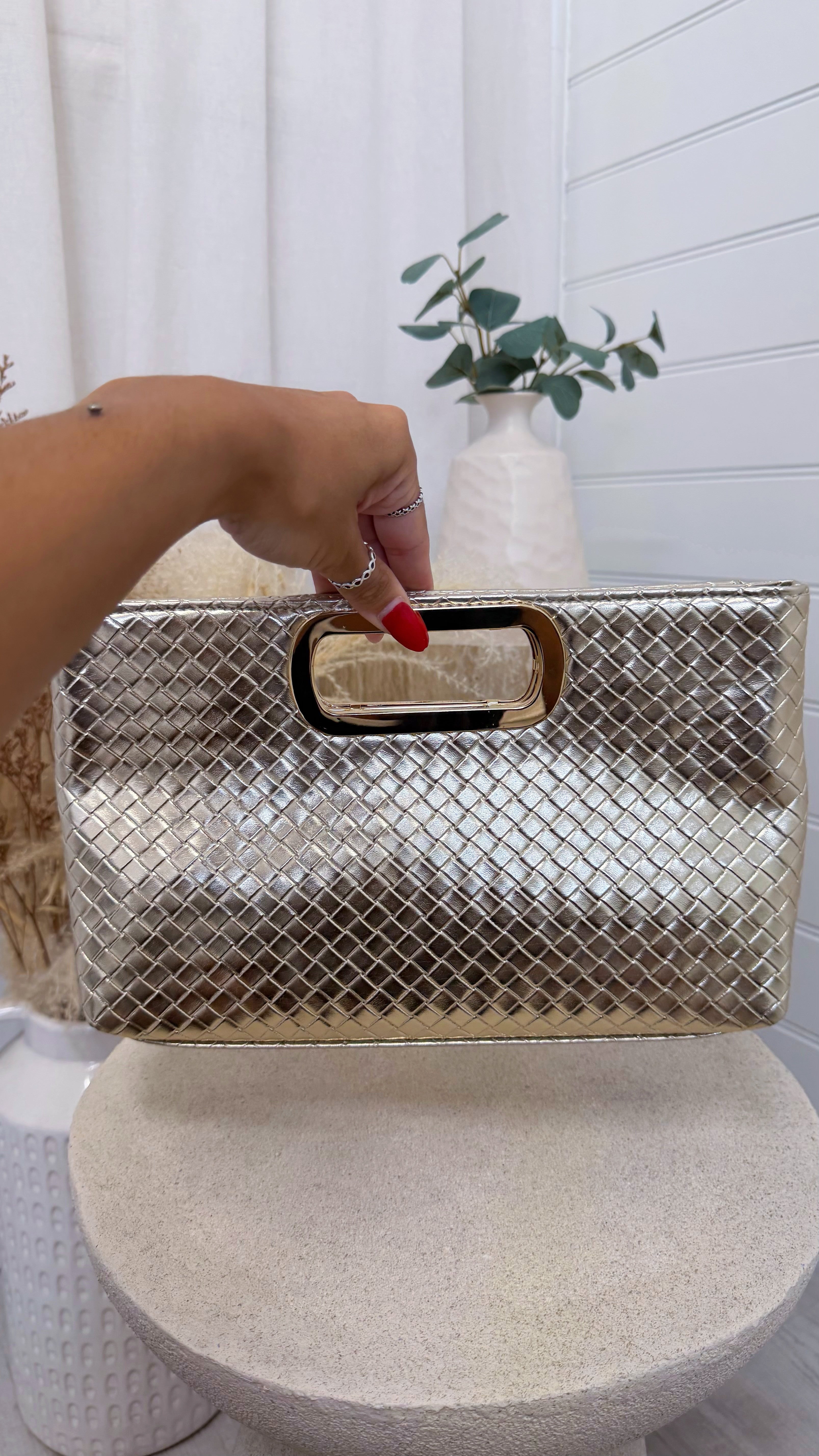 Woven Clutch Bag - GOLD