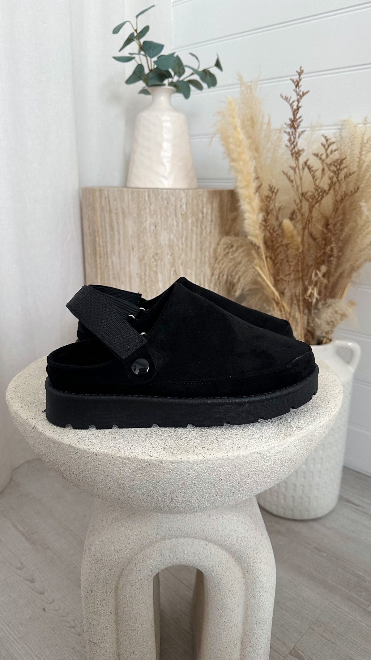Mule Platform Slippers - BLACK