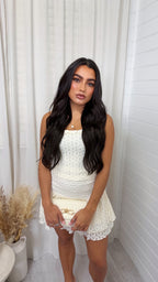 Lace Crop Top and Skirt Co-Ord - CREAM