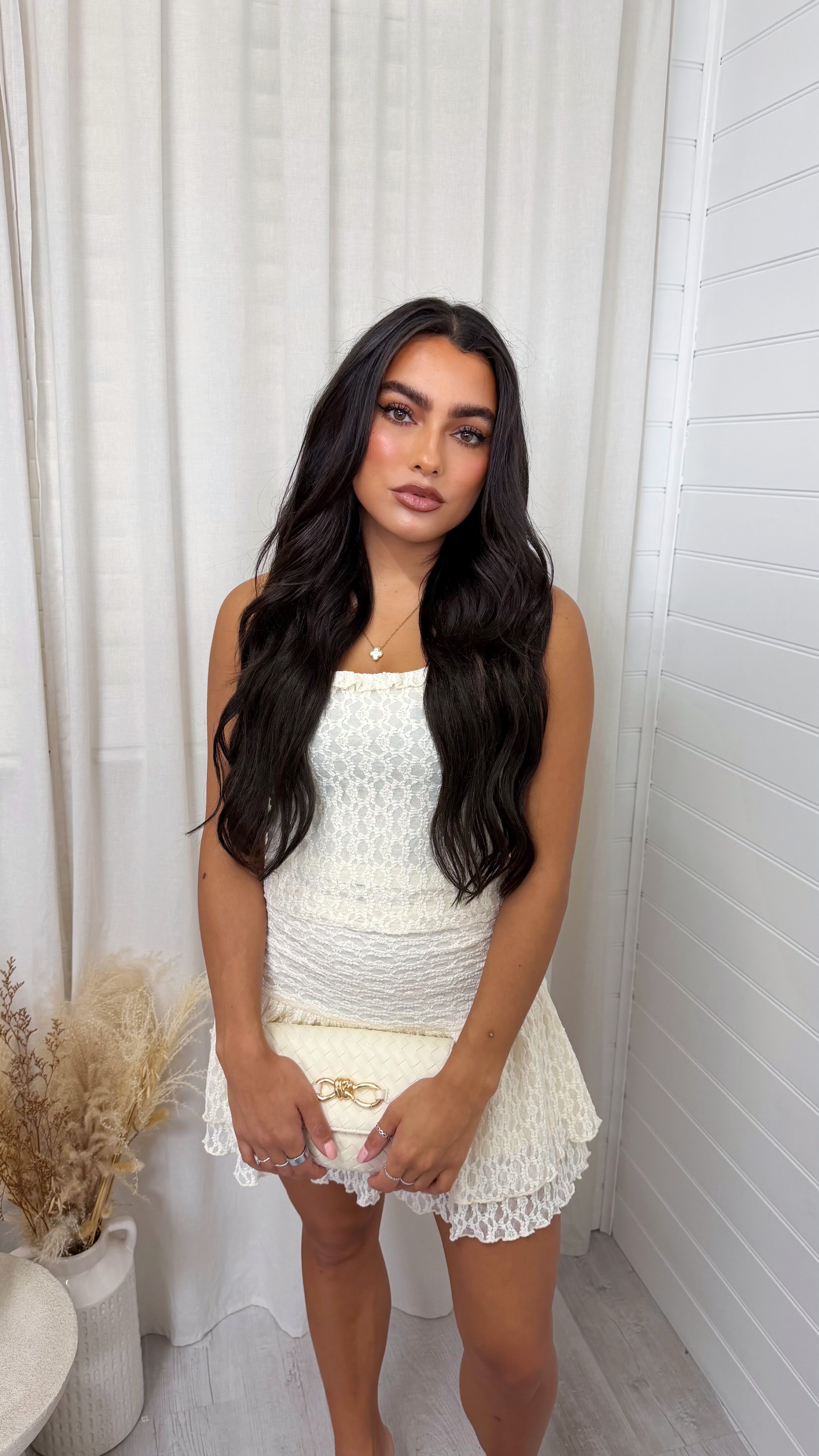 Lace Crop Top and Skirt Co-Ord - CREAM