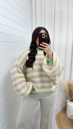 Bubble Knit Balloon Sleeve Jumper - MULTI PASTEL