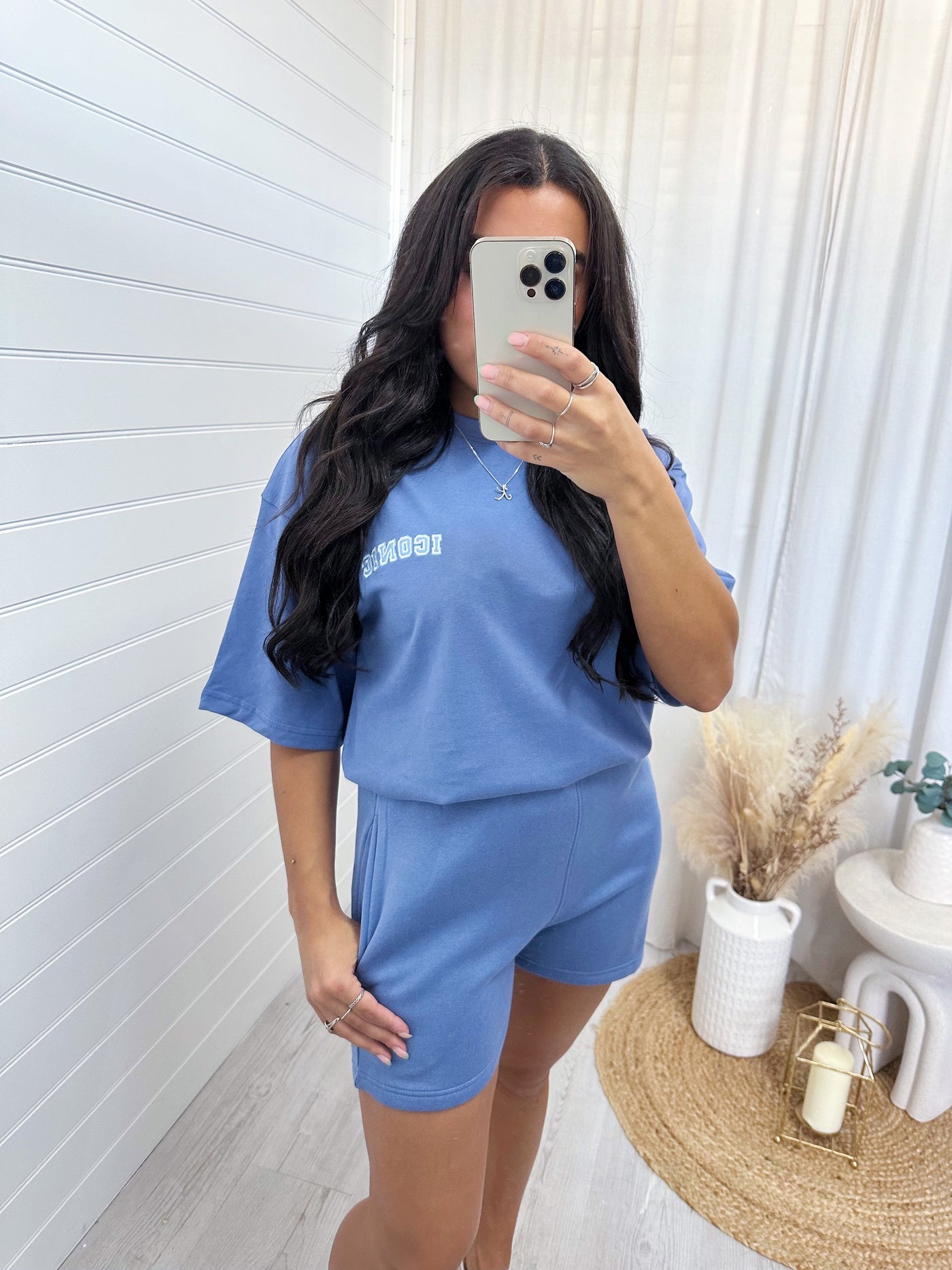 Iconic T-Shirt and Jogger Shorts Co-Ord - POWDER BLUE