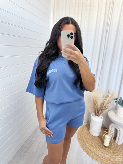 Iconic T-Shirt and Jogger Shorts Co-Ord - POWDER BLUE