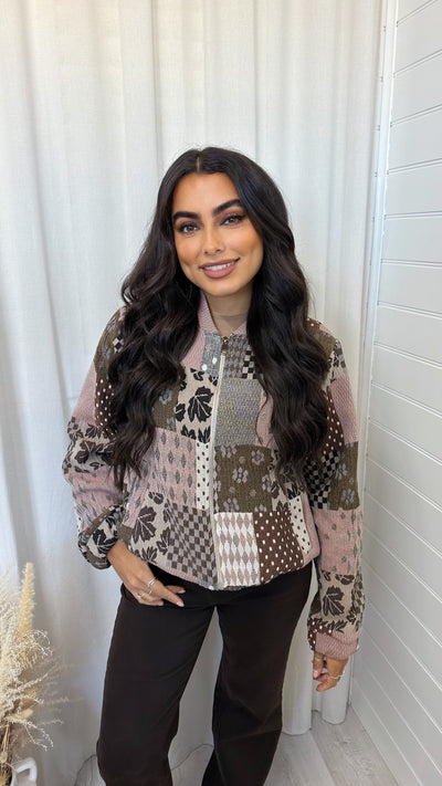 Tapestry Bomber Jacket - BROWN
