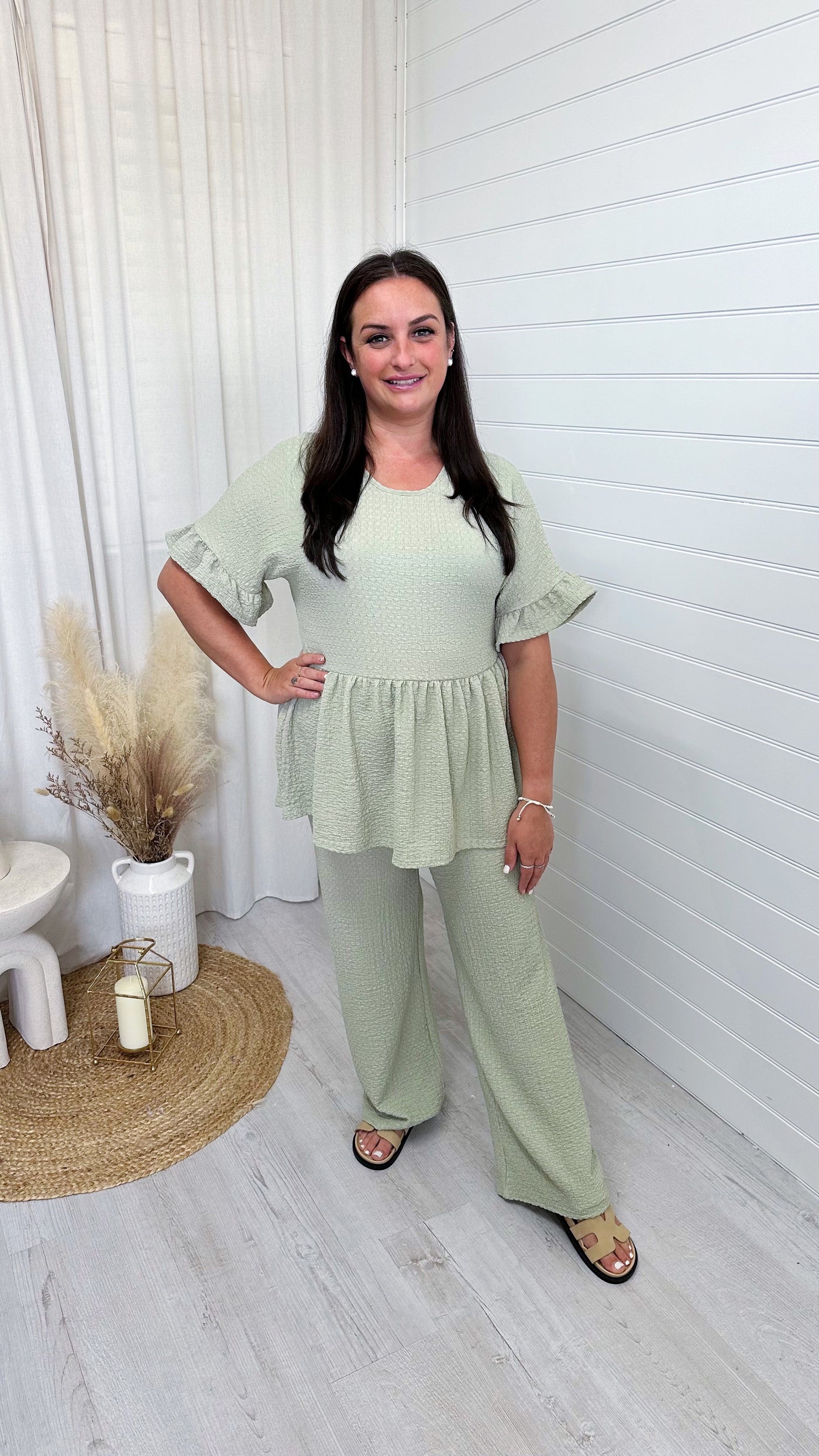 PLUS Peplum Cheesecloth Co-Ord - MINT