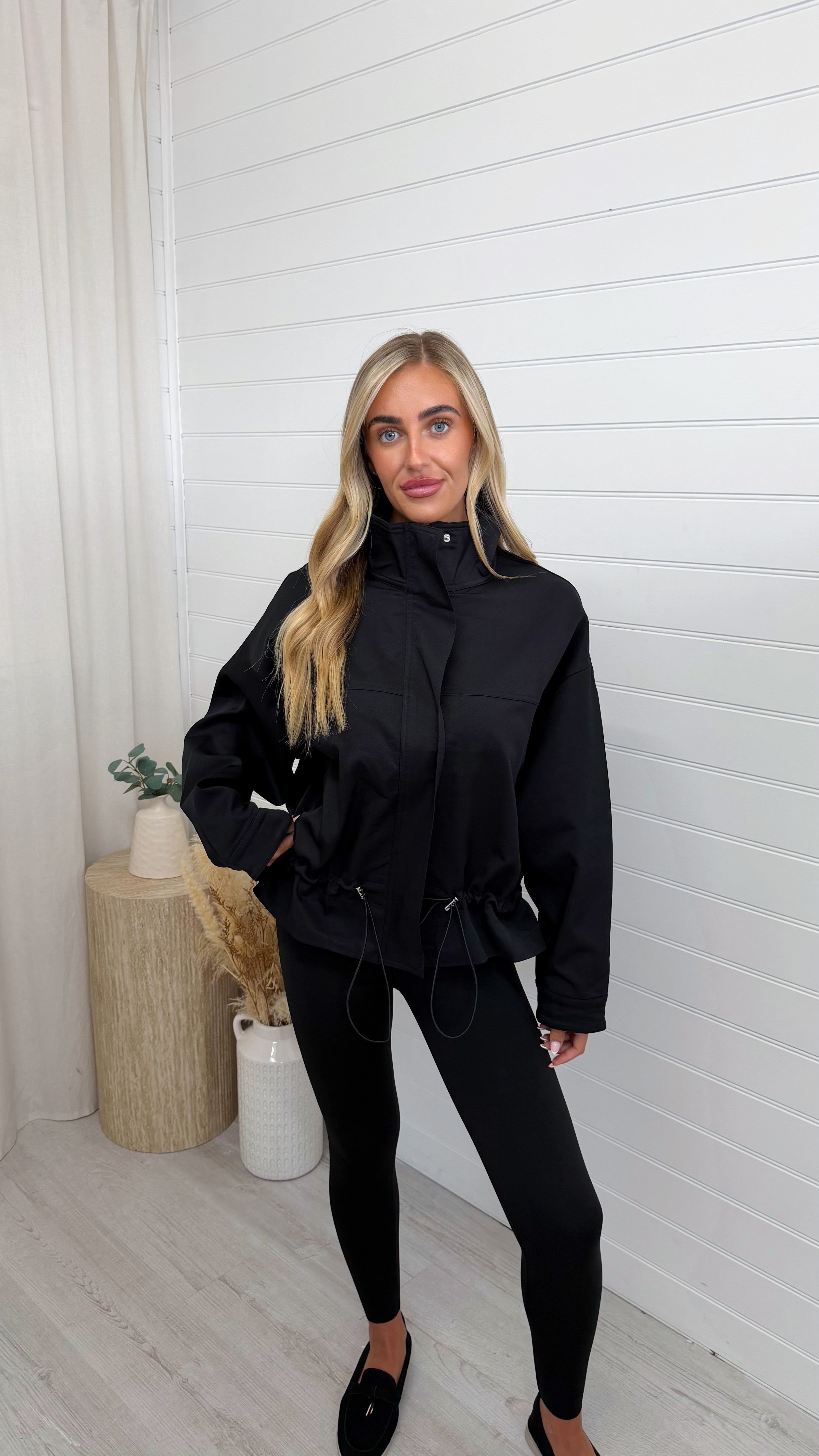 Toggle Hem Utility Jacket - BLACK
