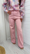 Straight Leg High Waisted Jeans - PINK