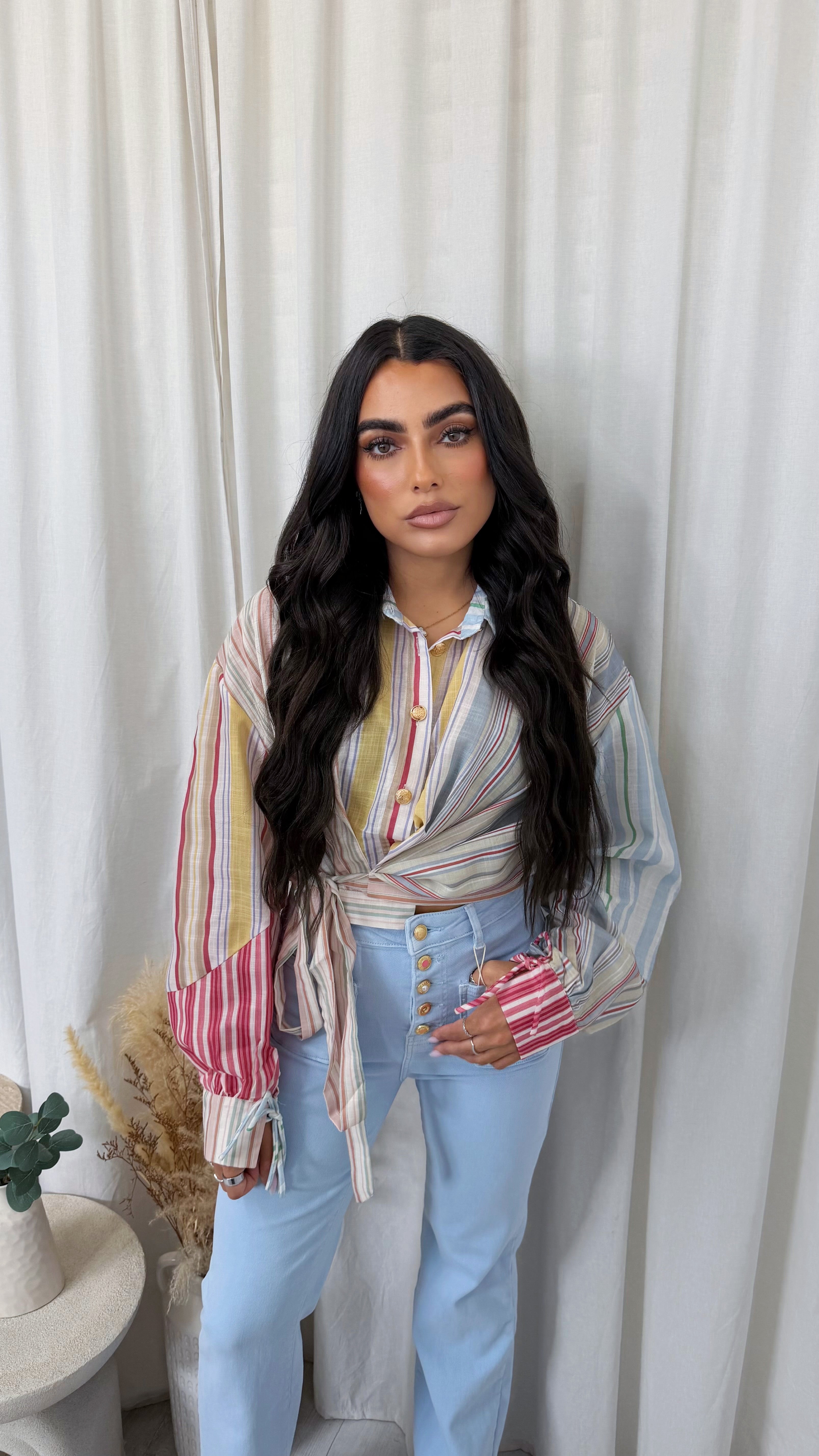 Pastel Stripe Cropped Shirt