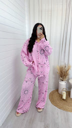 Paisley Cheesecloth Shirt and Trousers Co-Ord - PINK