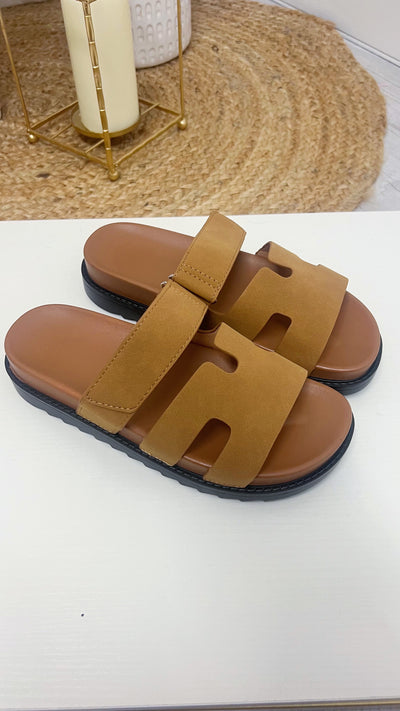 Inspired Chunky Sole Sandals - CAMEL