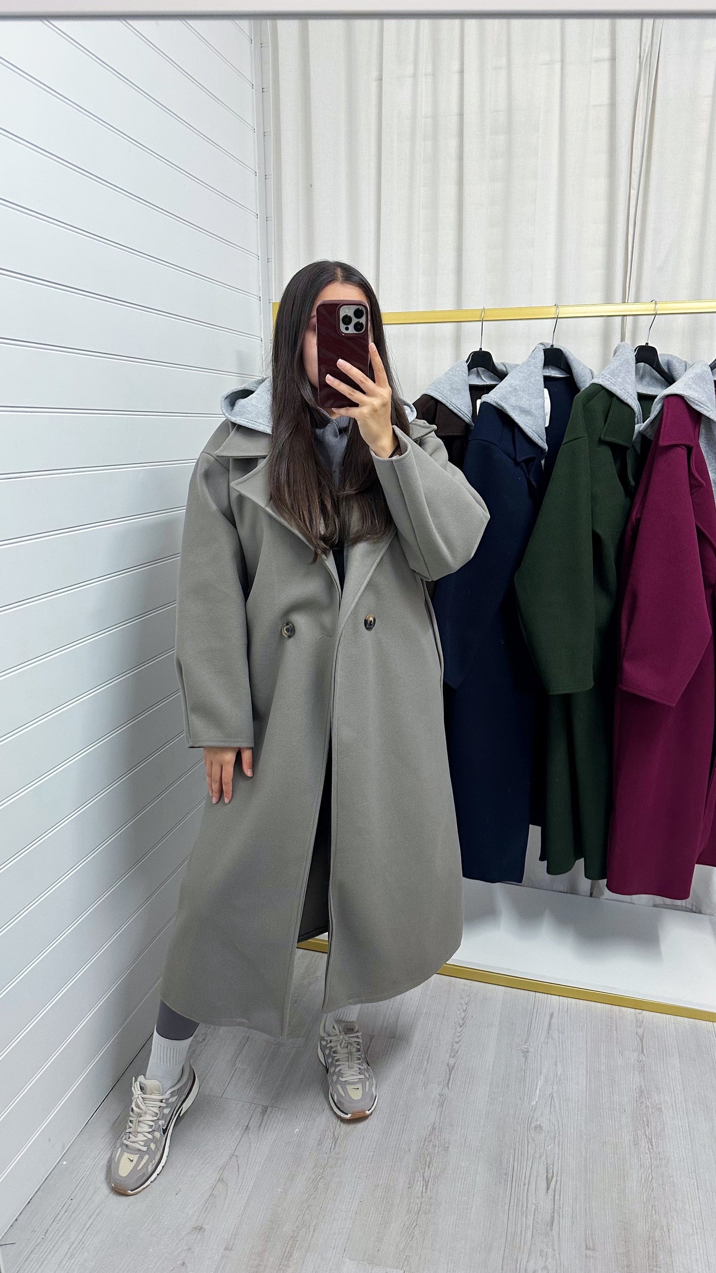 Oversized Woollen Hooded Mac - MOCHA