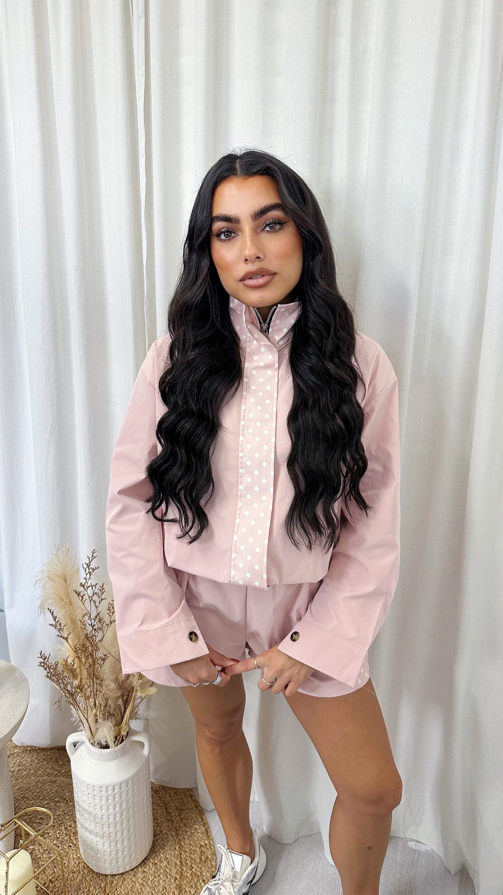 Polka Dot Windbreaker Co-Ord - PINK
