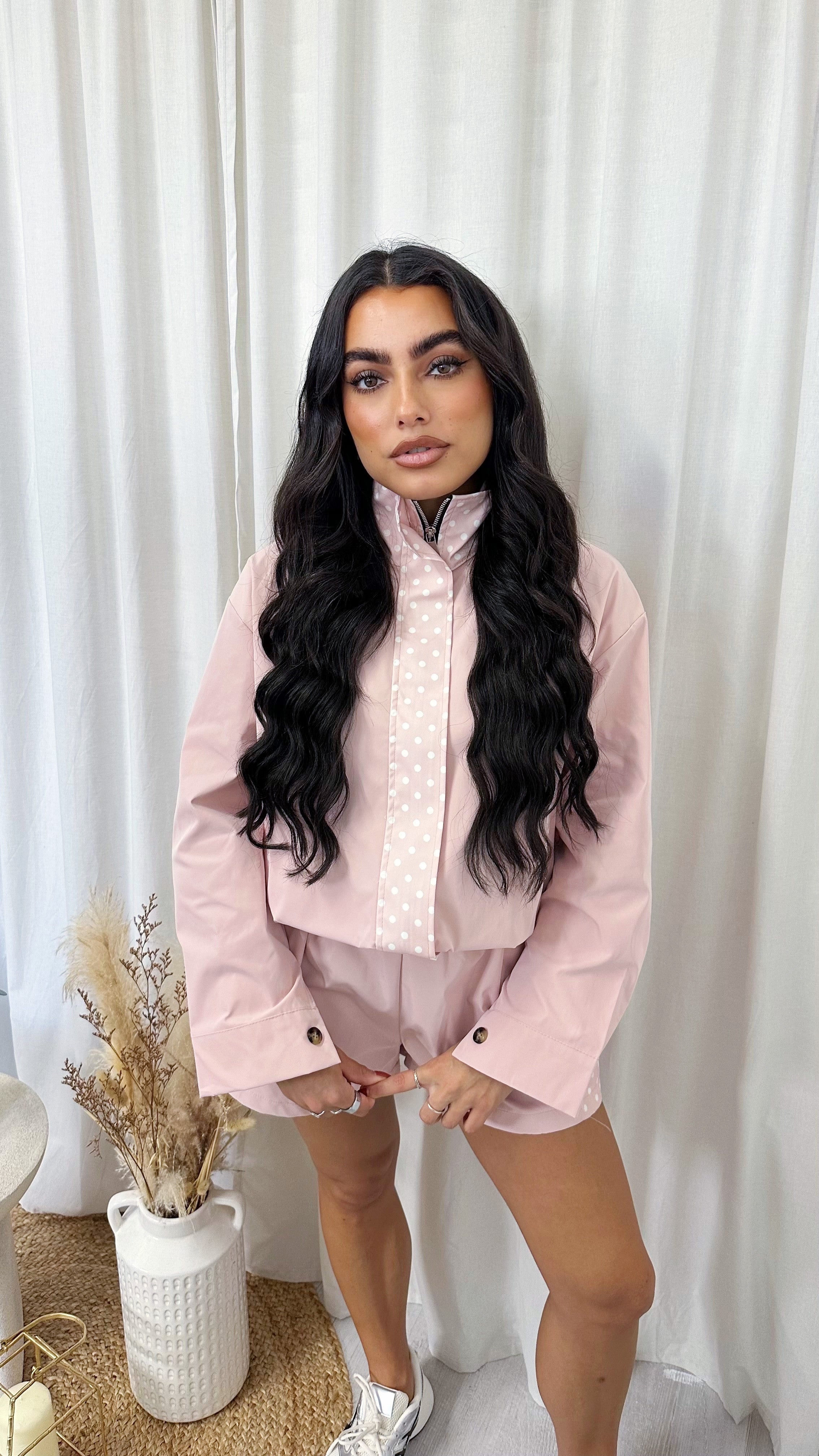Polka Dot Windbreaker Co-Ord - PINK