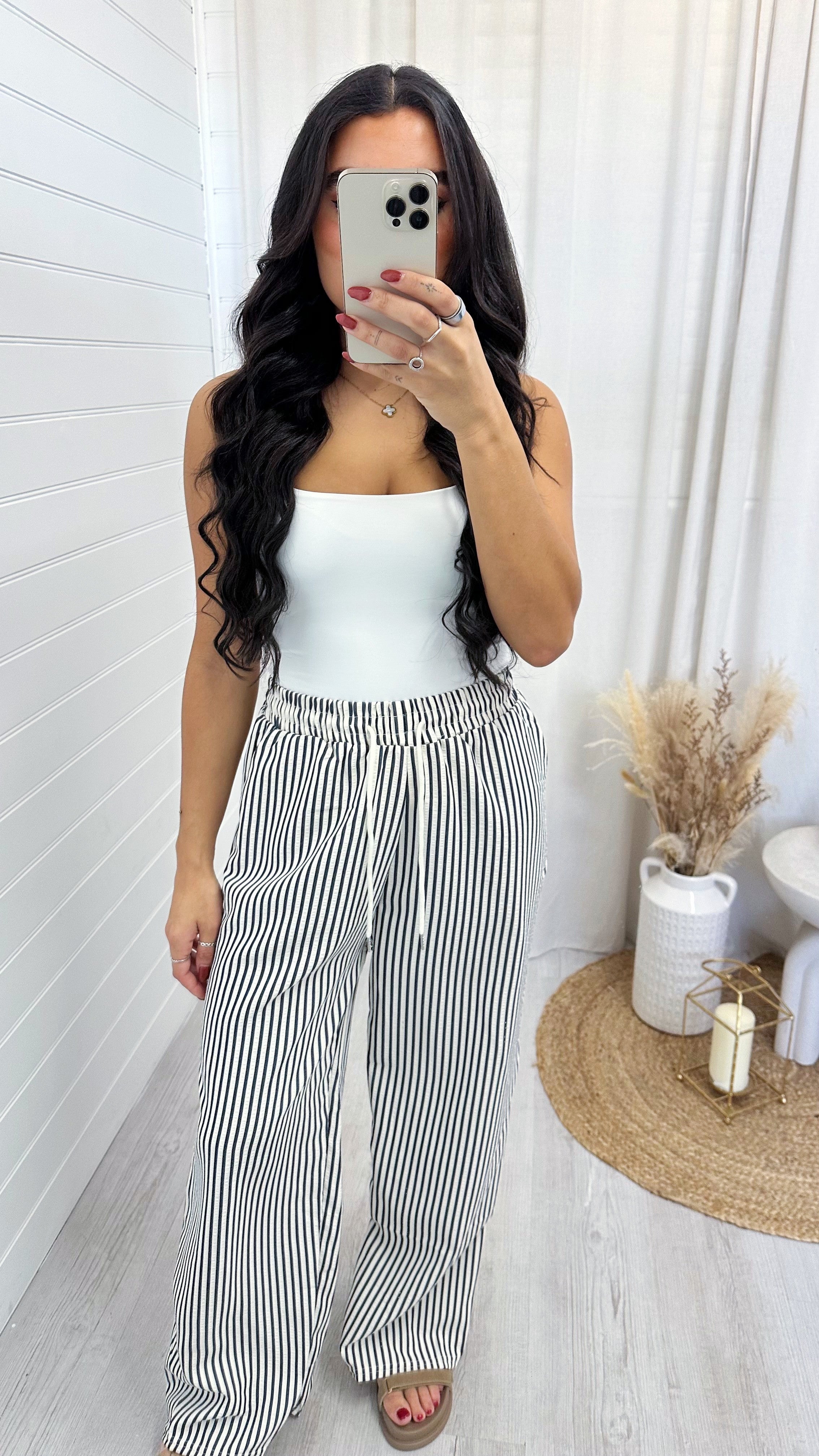 Relaxed Pinstripe Trousers - NAVY