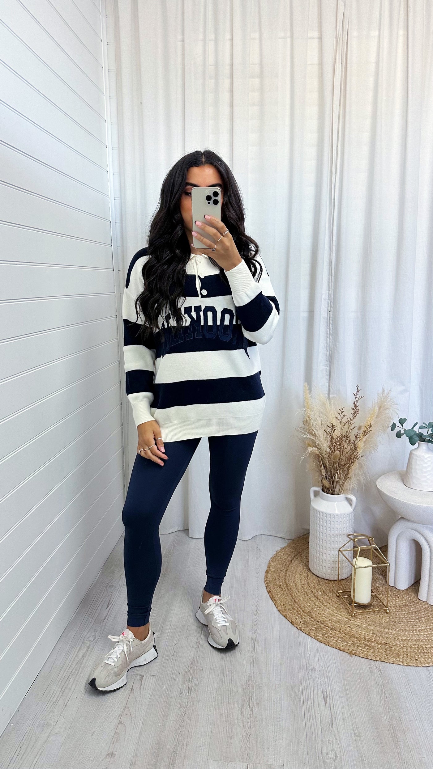 Stripey Soft Knitted Brooklyn Jumper - NAVY