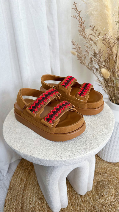 Double Crochet Strap Crochet Sandals - CAMEL