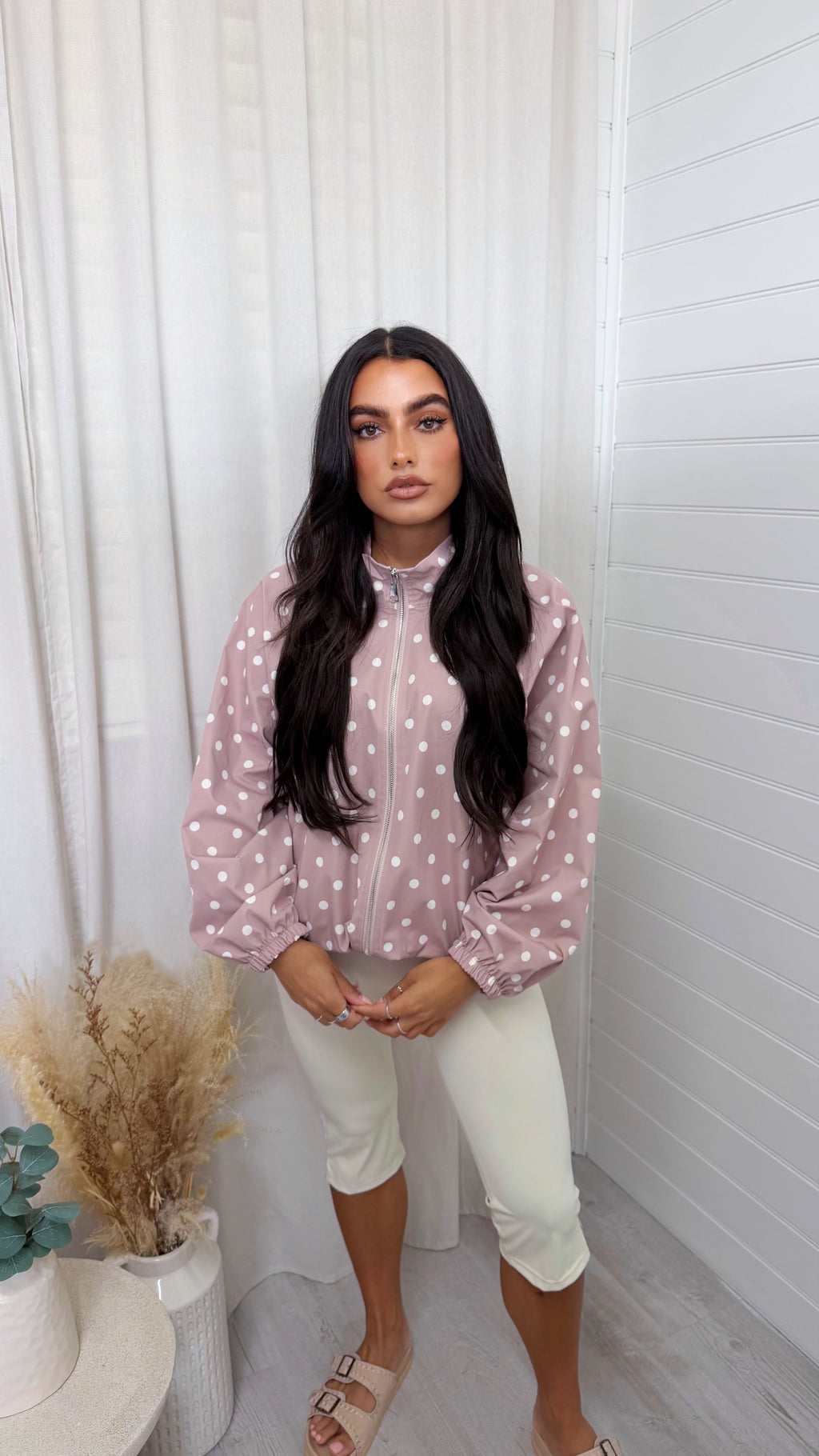 Polka Dot Lightweight Jacket - MINK