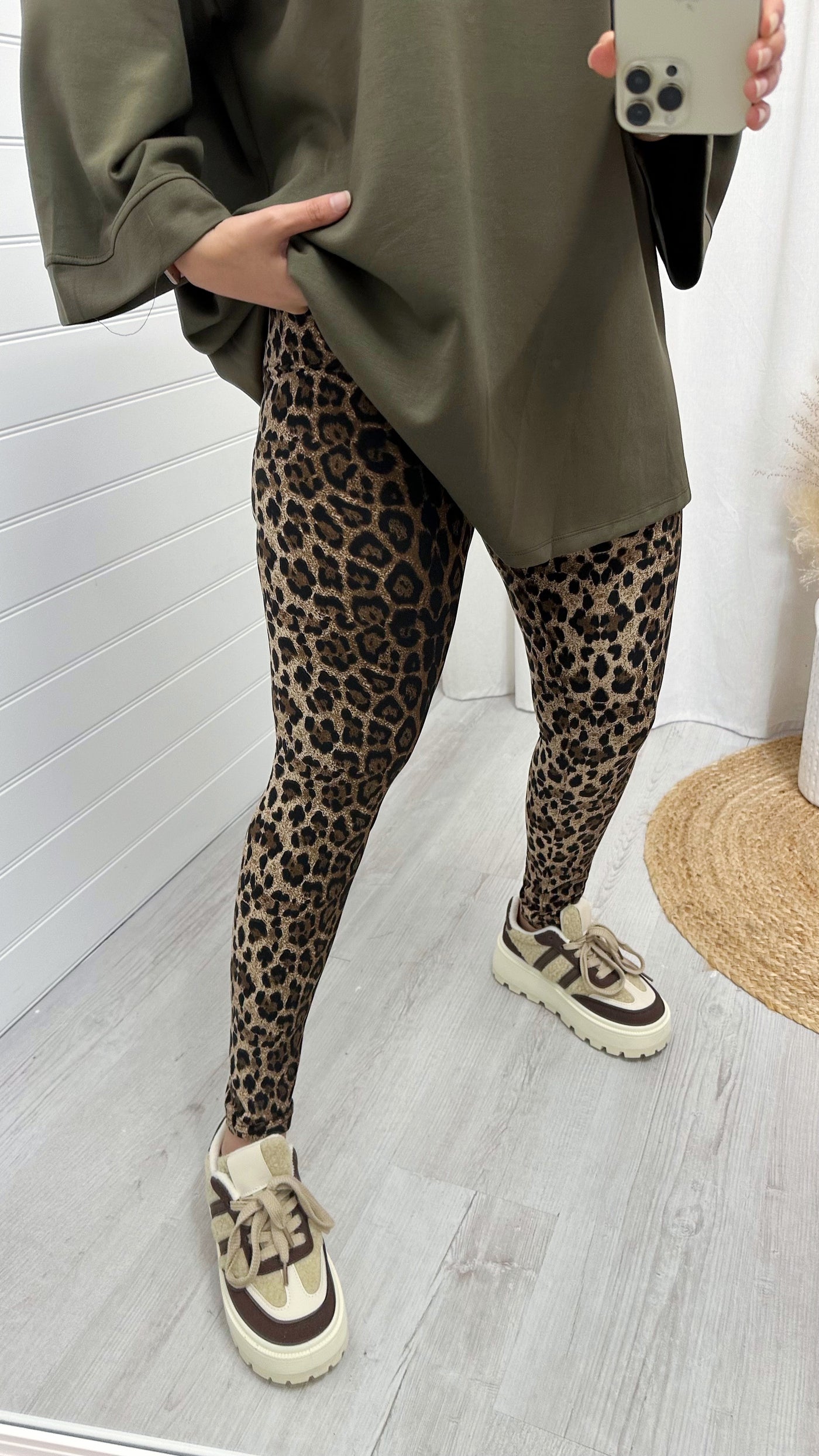 High Waisted Stretchy Leopard Print Leggings