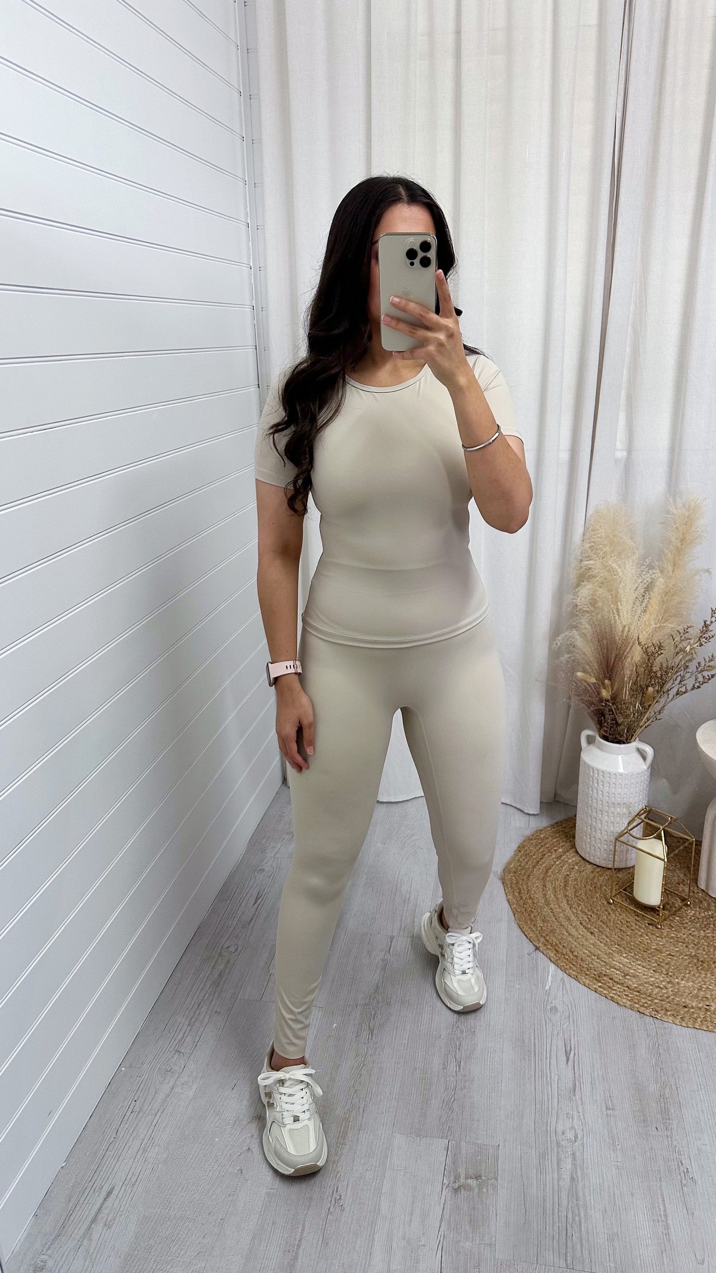 Butter Soft Gym Top and Leggings Co-Ord - LIGHT BEIGE