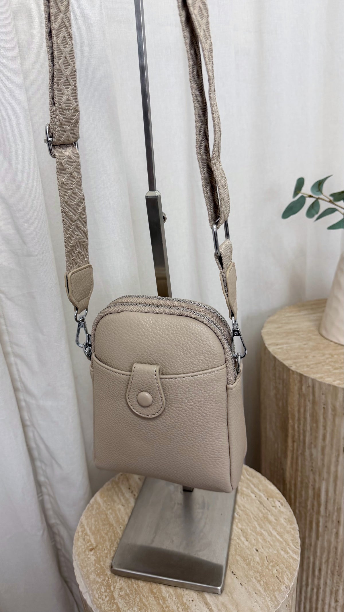 PU Mini Crossbody Bag -  BEIGE