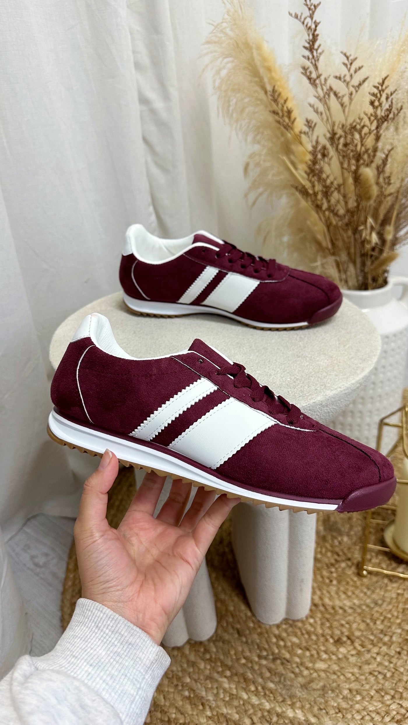 Foam Sole Stripe Trainers - WINE