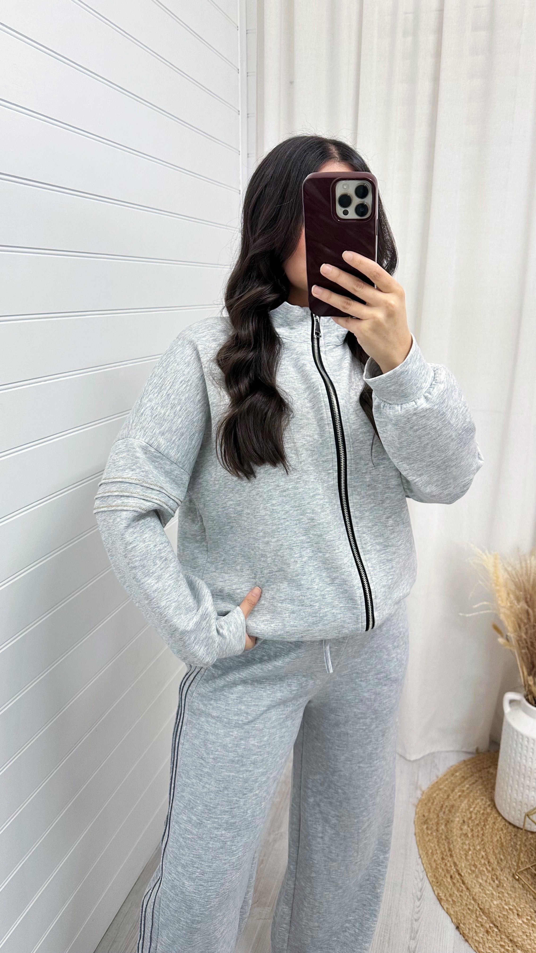 Gold Embroidered Bomber Jacket and Joggers Tracksuit - GREY