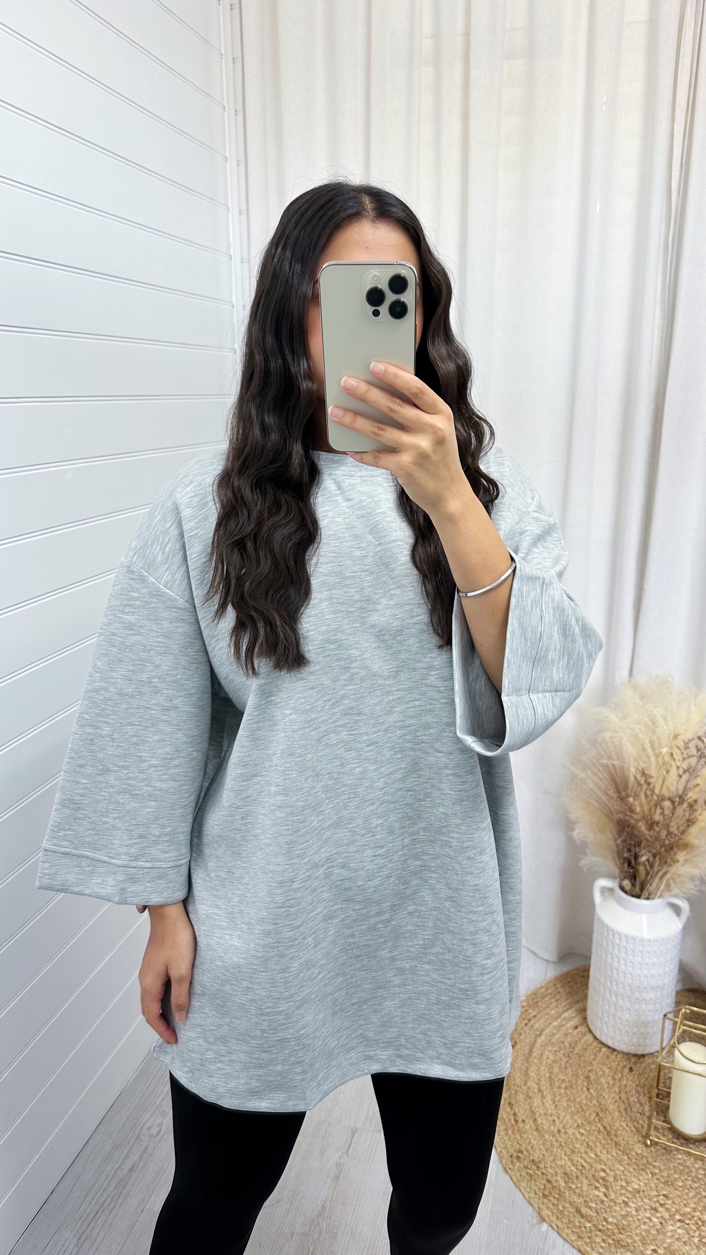 Drop Sleeve Oversized T-Shirt - LIGHT GREY