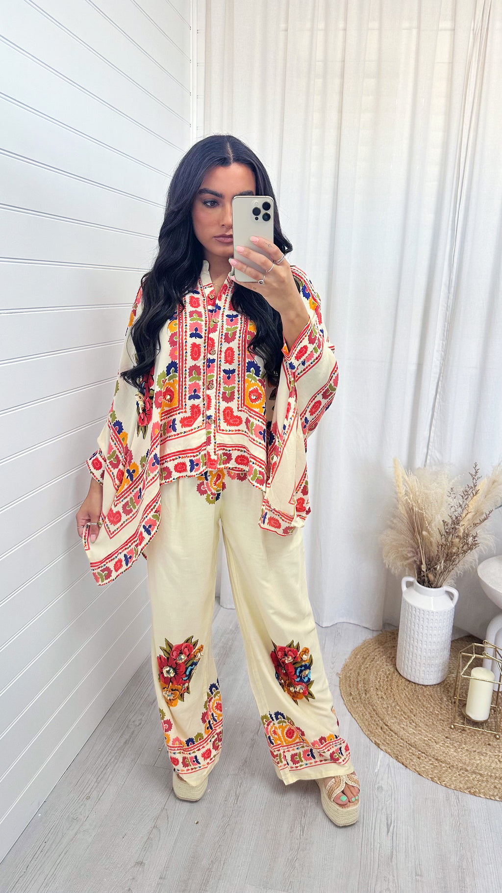 Red Floral Boho Top and Trousers Co-Ord