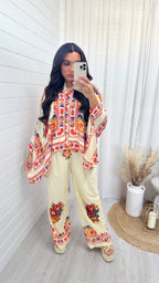 Red Floral Boho Top and Trousers Co-Ord