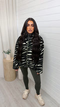 Camouflage Print Fleece Jacket - GREEN