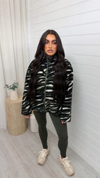 Camouflage Print Fleece Jacket - GREEN