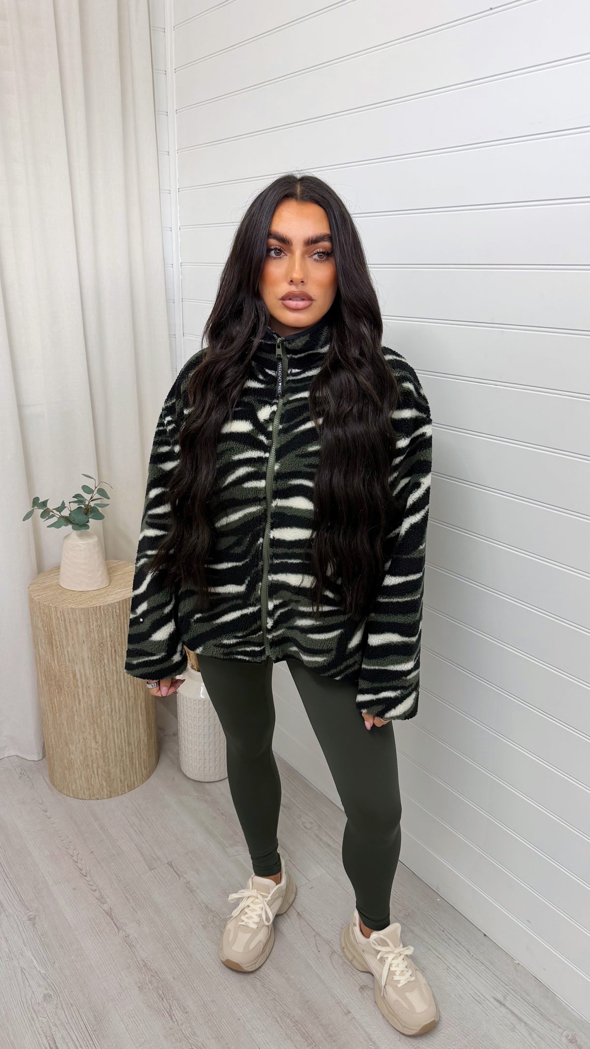 Camouflage Print Fleece Jacket - GREEN