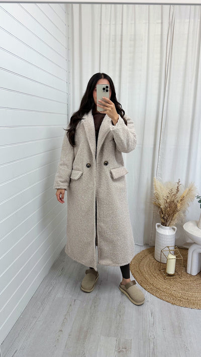 Soft Mohair Duster Coat - BEIGE