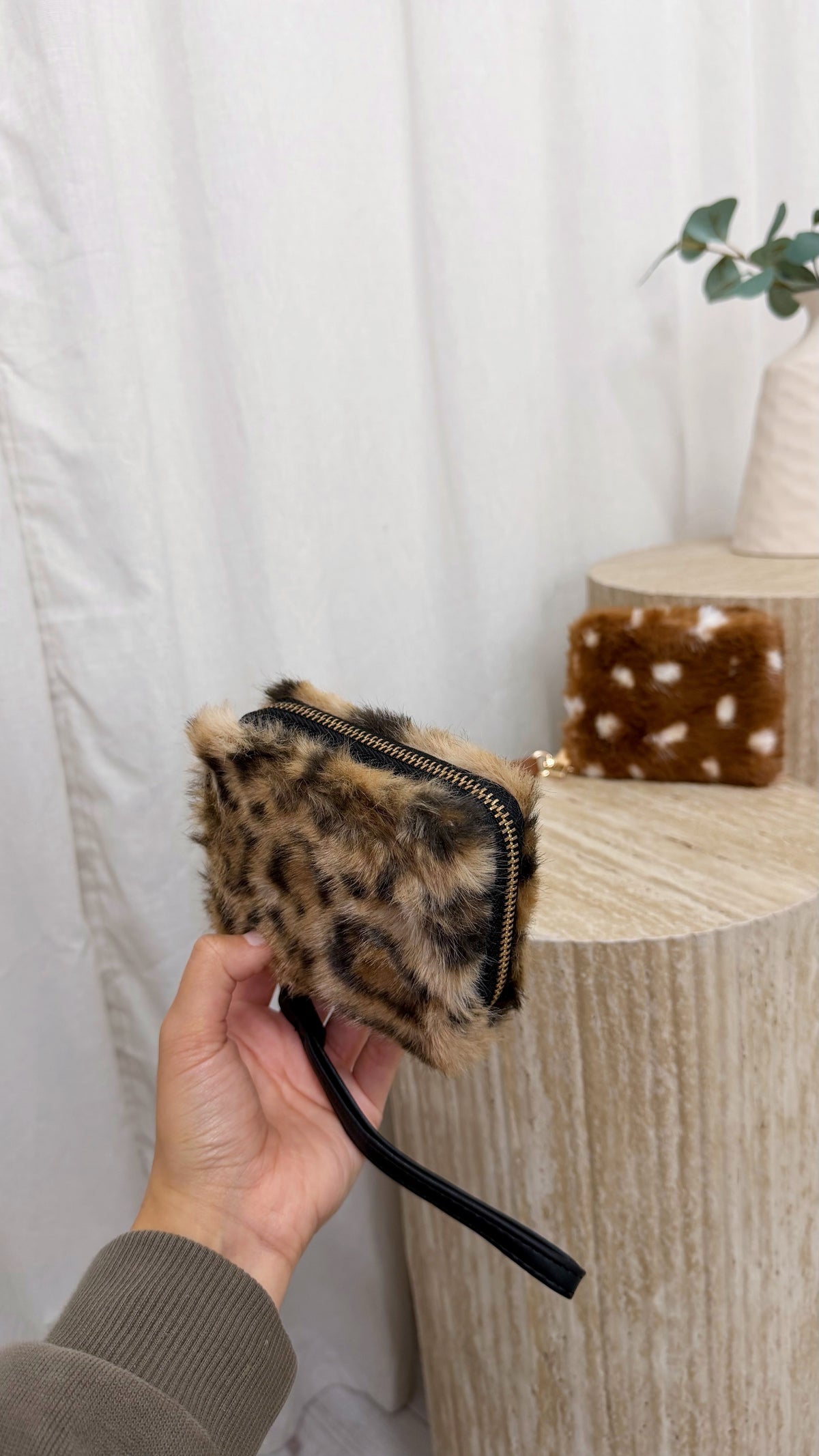 Leopard Print Faux Fur Purse