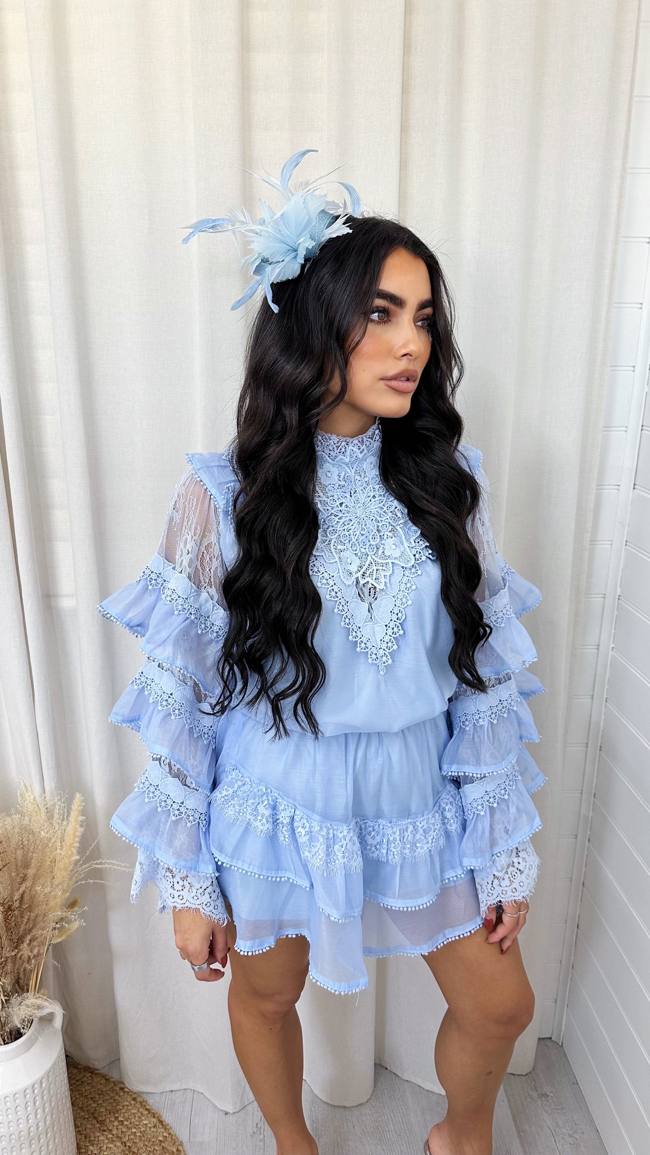 Layered Frill Lace Top and Skort Co-Ord - BLUE